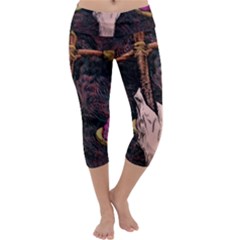 Jujutsu Kaisen Heart Design Heart Psychedelic Anime Hands Capri Yoga Leggings