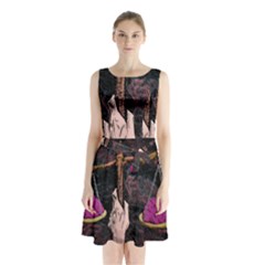 Jujutsu Kaisen Heart Design Heart Psychedelic Anime Hands Sleeveless Waist Tie Chiffon Dress