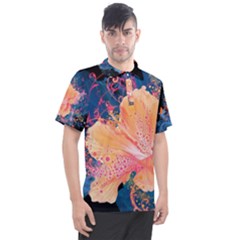 Abstract Art Artistic Bright Colors Contrast Flower Nature Petals Psychedelic Men s Polo T-shirt by Sarkoni