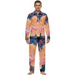 Abstract Art Artistic Bright Colors Contrast Flower Nature Petals Psychedelic Men s Long Sleeve Velvet Pocket Pajamas Set by Sarkoni