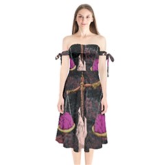 Jujutsu Kaisen Heart Design Heart Psychedelic Anime Hands Shoulder Tie Bardot Midi Dress