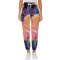 Abstract Art Artistic Bright Colors Contrast Flower Nature Petals Psychedelic Women s Cropped Drawstring Pants by Sarkoni