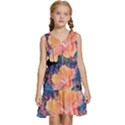 Abstract Art Artistic Bright Colors Contrast Flower Nature Petals Psychedelic Kids  Sleeveless Tiered Mini Dress View1