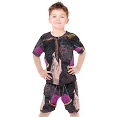 Jujutsu Kaisen Heart Design Heart Psychedelic Anime Hands Kids  T-Shirt and Shorts Set