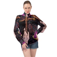 Jujutsu Kaisen Heart Design Heart Psychedelic Anime Hands High Neck Long Sleeve Chiffon Top