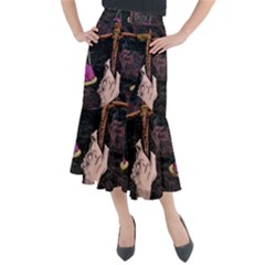 Jujutsu Kaisen Heart Design Heart Psychedelic Anime Hands Midi Mermaid Skirt