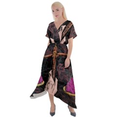 Jujutsu Kaisen Heart Design Heart Psychedelic Anime Hands Cross Front Sharkbite Hem Maxi Dress