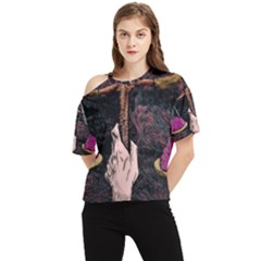 Jujutsu Kaisen Heart Design Heart Psychedelic Anime Hands One Shoulder Cut Out T-Shirt