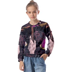 Jujutsu Kaisen Heart Design Heart Psychedelic Anime Hands Kids  Long Sleeve T-Shirt with Frill 