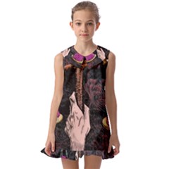 Jujutsu Kaisen Heart Design Heart Psychedelic Anime Hands Kids  Pilgrim Collar Ruffle Hem Dress