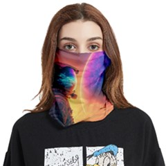 Illustration Trippy Psychedelic Astronaut Landscape Planet Mountains Face Covering Bandana (two Sides) by Sarkoni