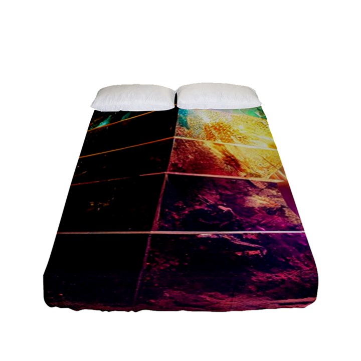 Tropical Forest Jungle Ar Colorful Midjourney Spectrum Trippy Psychedelic Nature Trees Pyramid Fitted Sheet (Full/ Double Size)