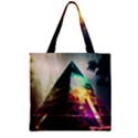 Tropical Forest Jungle Ar Colorful Midjourney Spectrum Trippy Psychedelic Nature Trees Pyramid Zipper Grocery Tote Bag View1