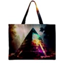 Tropical Forest Jungle Ar Colorful Midjourney Spectrum Trippy Psychedelic Nature Trees Pyramid Zipper Mini Tote Bag View1