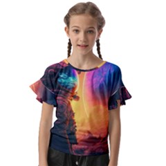 Illustration Trippy Psychedelic Astronaut Landscape Planet Mountains Kids  Cut Out Flutter Sleeves by Sarkoni