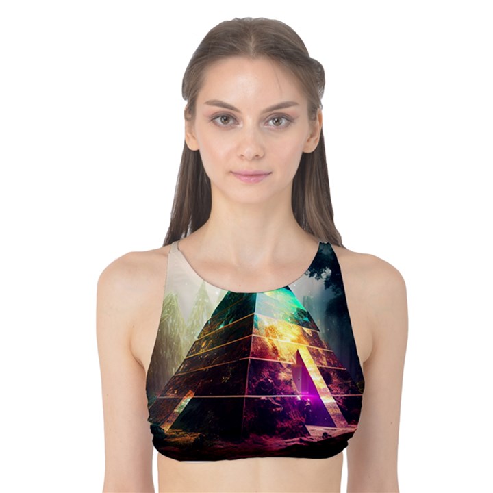 Tropical Forest Jungle Ar Colorful Midjourney Spectrum Trippy Psychedelic Nature Trees Pyramid Tank Bikini Top