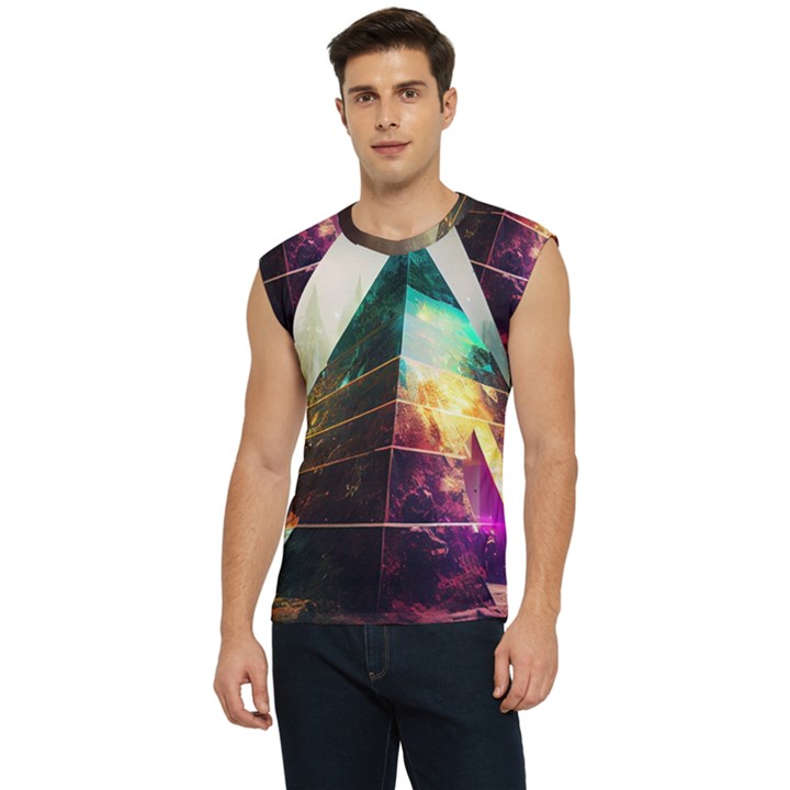 Tropical Forest Jungle Ar Colorful Midjourney Spectrum Trippy Psychedelic Nature Trees Pyramid Men s Raglan Cap Sleeve T-Shirt