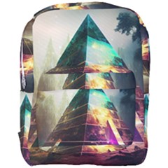 Tropical Forest Jungle Ar Colorful Midjourney Spectrum Trippy Psychedelic Nature Trees Pyramid Full Print Backpack by Sarkoni