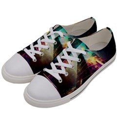 Tropical Forest Jungle Ar Colorful Midjourney Spectrum Trippy Psychedelic Nature Trees Pyramid Men s Low Top Canvas Sneakers by Sarkoni