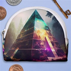 Tropical Forest Jungle Ar Colorful Midjourney Spectrum Trippy Psychedelic Nature Trees Pyramid Horseshoe Style Canvas Pouch by Sarkoni