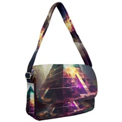 Tropical Forest Jungle Ar Colorful Midjourney Spectrum Trippy Psychedelic Nature Trees Pyramid Courier Bag by Sarkoni