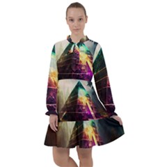 Tropical Forest Jungle Ar Colorful Midjourney Spectrum Trippy Psychedelic Nature Trees Pyramid All Frills Chiffon Dress by Sarkoni