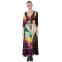 Tropical Forest Jungle Ar Colorful Midjourney Spectrum Trippy Psychedelic Nature Trees Pyramid Button Up Maxi Dress View1