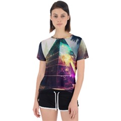 Tropical Forest Jungle Ar Colorful Midjourney Spectrum Trippy Psychedelic Nature Trees Pyramid Open Back Sport T-shirt by Sarkoni