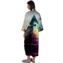 Tropical Forest Jungle Ar Colorful Midjourney Spectrum Trippy Psychedelic Nature Trees Pyramid Maxi Satin Kimono View2