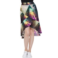 Tropical Forest Jungle Ar Colorful Midjourney Spectrum Trippy Psychedelic Nature Trees Pyramid Frill Hi Low Chiffon Skirt by Sarkoni