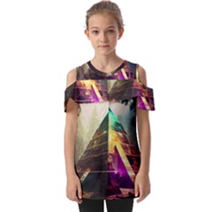 Tropical Forest Jungle Ar Colorful Midjourney Spectrum Trippy Psychedelic Nature Trees Pyramid Fold Over Open Sleeve Top by Sarkoni