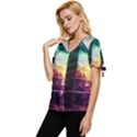 Tropical Forest Jungle Ar Colorful Midjourney Spectrum Trippy Psychedelic Nature Trees Pyramid Bow Sleeve Button Up Top View2