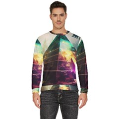 Tropical Forest Jungle Ar Colorful Midjourney Spectrum Trippy Psychedelic Nature Trees Pyramid Men s Fleece Sweatshirt by Sarkoni