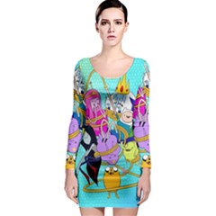 Adventure Time Cartoon Long Sleeve Bodycon Dress by Sarkoni