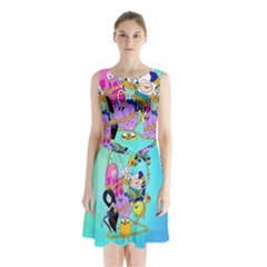 Adventure Time Cartoon Sleeveless Waist Tie Chiffon Dress by Sarkoni