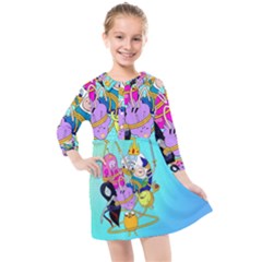 Adventure Time Cartoon Kids  Quarter Sleeve Shirt Dress by Sarkoni