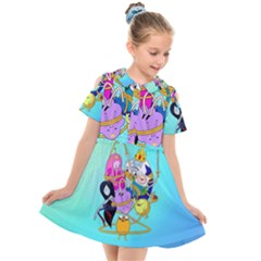 Adventure Time Cartoon Kids  Short Sleeve Shirt Dress by Sarkoni