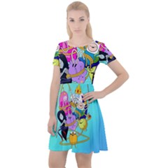 Adventure Time Cartoon Cap Sleeve Velour Dress  by Sarkoni