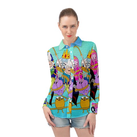 Adventure Time Cartoon Long Sleeve Chiffon Shirt by Sarkoni