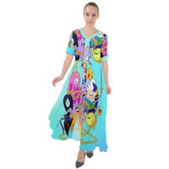 Adventure Time Cartoon Waist Tie Boho Maxi Dress by Sarkoni