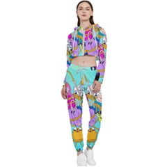 Adventure Time Cartoon Cropped Zip Up Lounge Set by Sarkoni