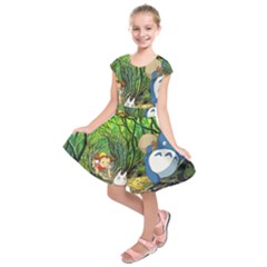 Anime My Neighbor Totoro Jungle Kids  Short Sleeve Dress by Sarkoni