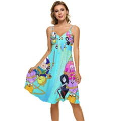 Adventure Time Cartoon Sleeveless Tie Front Chiffon Dress by Sarkoni