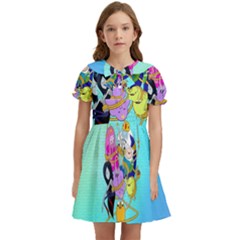 Adventure Time Cartoon Kids  Bow Tie Puff Sleeve Dress by Sarkoni