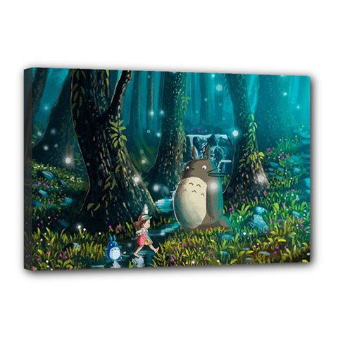 Anime My Neighbor Totoro Jungle Natural Canvas 18  X 12  (stretched) by Sarkoni