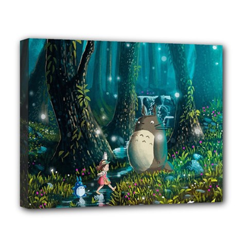 Anime My Neighbor Totoro Jungle Natural Deluxe Canvas 20  X 16  (stretched) by Sarkoni