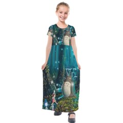 Anime My Neighbor Totoro Jungle Natural Kids  Short Sleeve Maxi Dress by Sarkoni