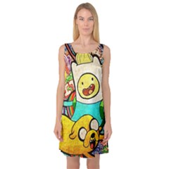 Painting Illustration Adventure Time Psychedelic Art Sleeveless Satin Nightdress by Sarkoni