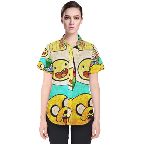 Painting Illustration Adventure Time Psychedelic Art Women s Short Sleeve Shirt by Sarkoni