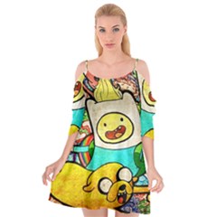 Painting Illustration Adventure Time Psychedelic Art Cutout Spaghetti Strap Chiffon Dress by Sarkoni